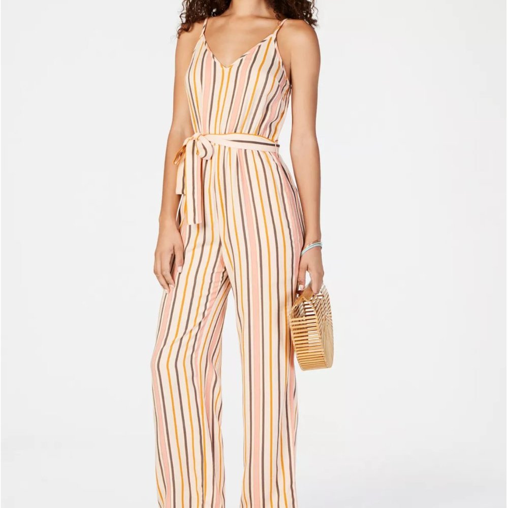 Juniors' Cha Cha For Now Striped Jumpsuit
